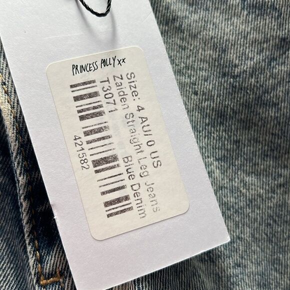 PRINCESS POLLY Zaiden Blue Denim Straight Leg Jeans-0 NWT - Picture 9 of 9